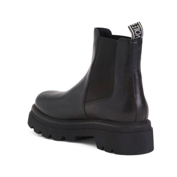 NWOB Voile Blanche Tweed 09 Black Calfskin Leather Chelsea Boots size 40 US 10 - Picture 2 of 14